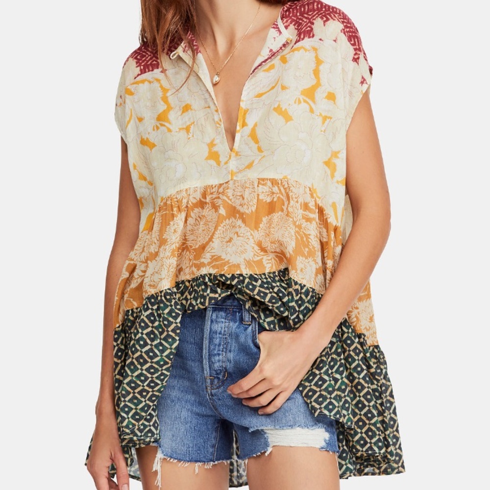Free People 🆕WT GottaHaveYou Mxd Pt keyhole top